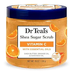 DR TEAL'S SHEA SUGAR BODY SCRUB, CITRUS WITH ESSENTIAL OILS & VITAMIN C, 19 OZ