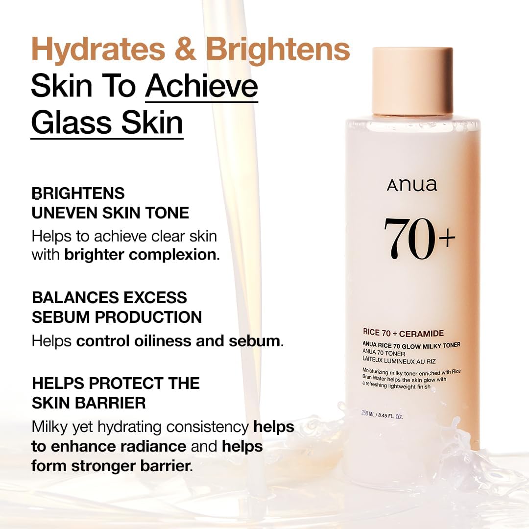 ANUA – RICE 70 GLOW MILKY TONER 8.45 FL OZ (250ML)