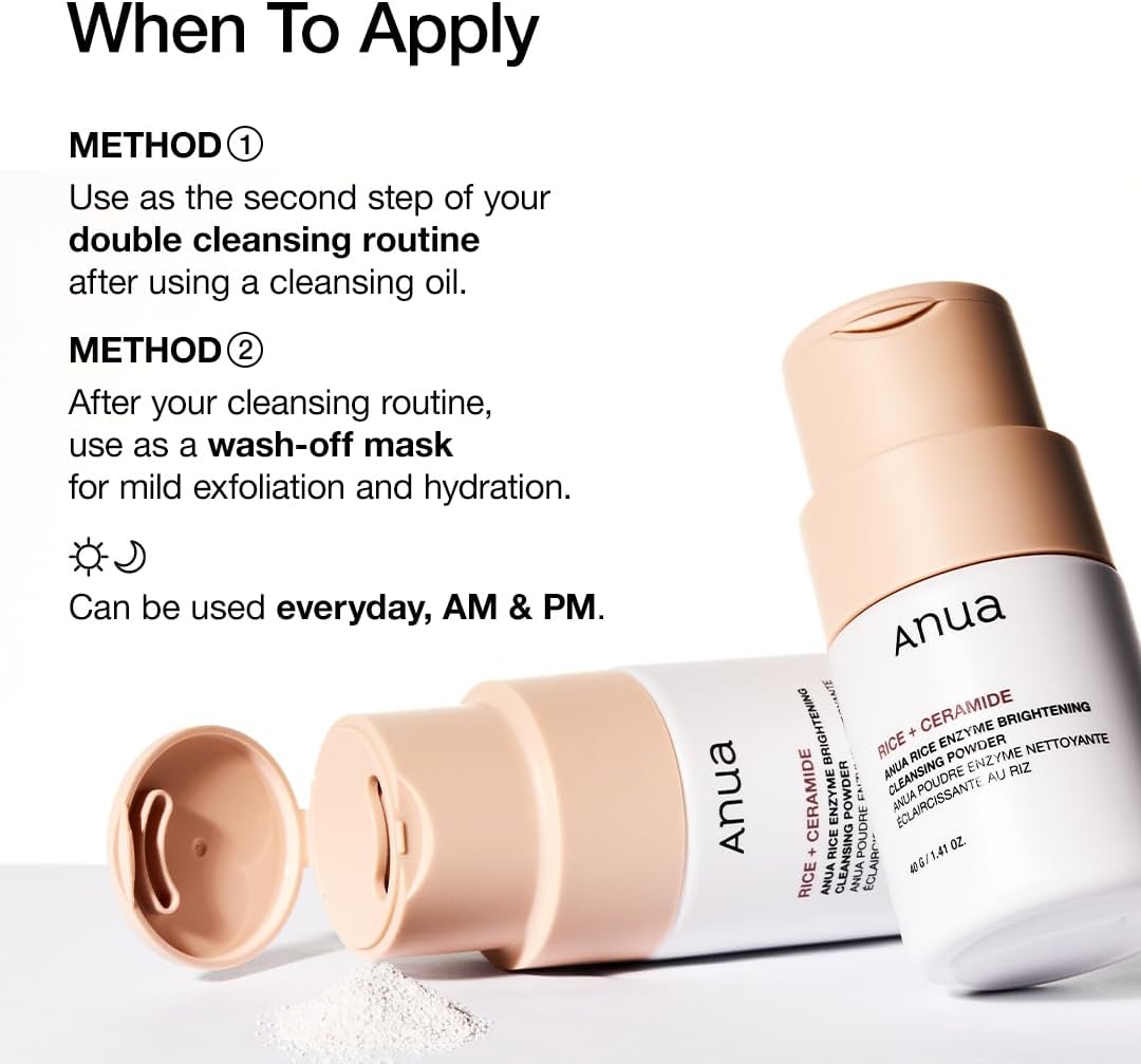 ANUA – RICE ENZYME BRIGHTENING CLEANSING POWDER / RICE MASK