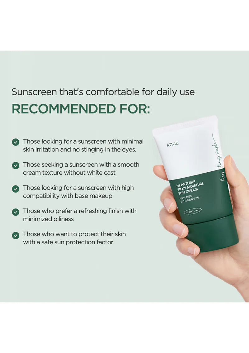 ANUA HEARTLEAF SILKY MOISTURE SONNENCREME