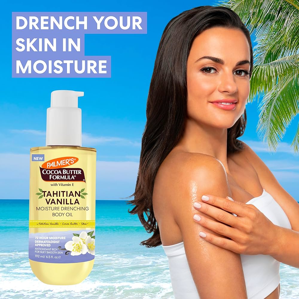 PALMER'S COCOA BUTTER FORMULA BODY OIL, MOISTURE DRENCHING TAHITIAN VANILLA, 6.5 OZ