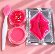 QAMIASHOP Pink Lip Care Set – Lip Scrub, Pink Lip Balm, Lip Mask & Scrubber