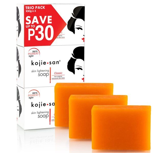 KOJIE SAN ZERO PIGMENT LIGHT KOJIC ACID SOAP 3-IN-1 100G X3 BAR FACE SOAP