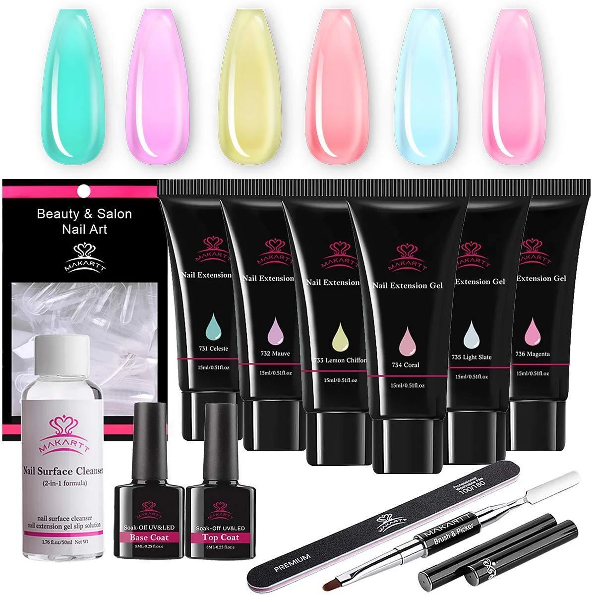 Makartt 6-teiliges transparentes Jelly Poly Nagelgel-Verlängerungsset