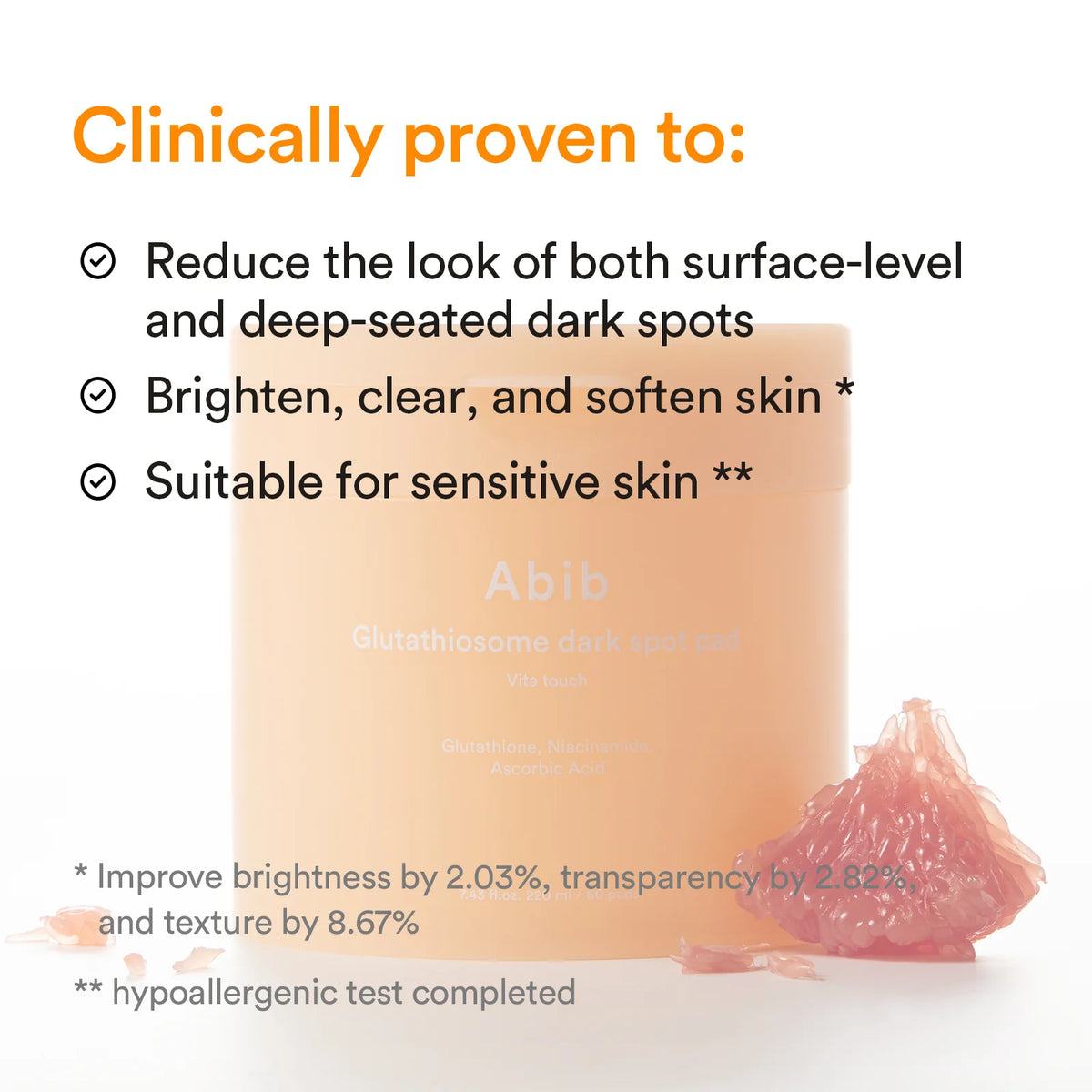 ABIB GLUTATHIOSOME DARK SPOT TONER PAD VITA TOUCH