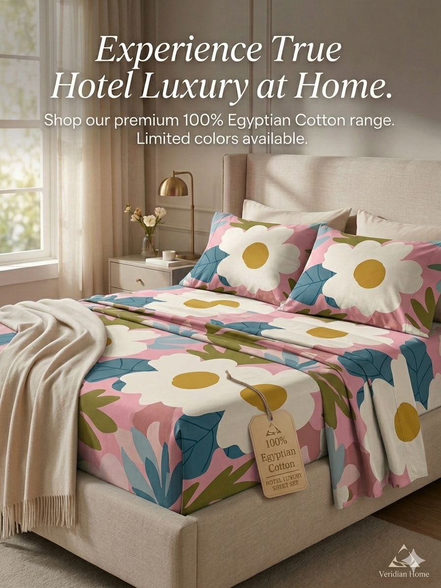 Qamiashop Luxury 100% Egyptian Cotton 6-Piece Bedding Set – Duvet Cover, Flat Sheet & 4 Pillowcases