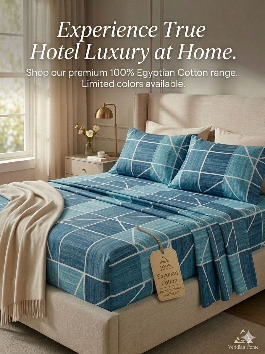 Qamiashop Luxury 100% Egyptian Cotton 6-Piece Bedding Set – Duvet Cover, Flat Sheet & 4 Pillowcases