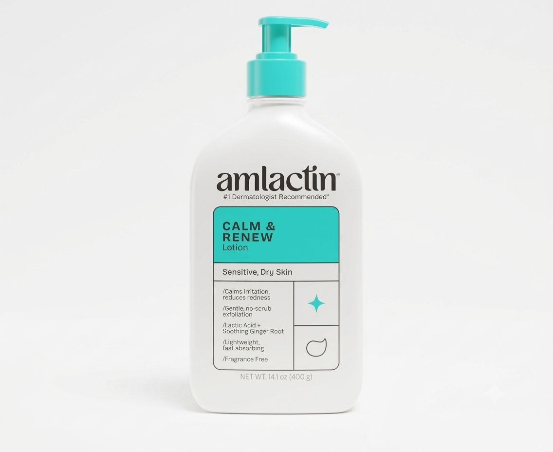AmLactin Calm & Renew Lotion- Therapeutic Body Lotion for Sensitive Skin | 14.1 oz