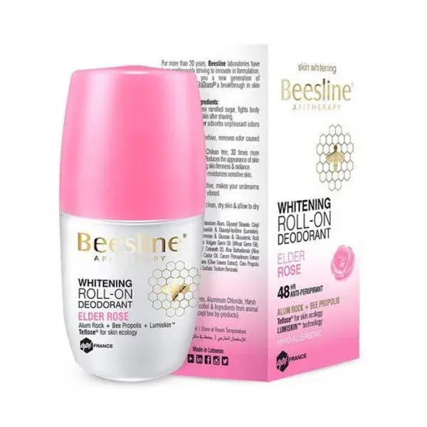 BEESLINE APITHERAPY Whitening ROLL-ON DEODORANT (ELDER ROSE) 48hr Anti-Perspirant 50ml
